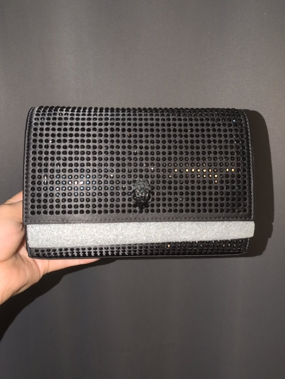 Kurt Geiger Black Crystal-Embellished Evening Clutch